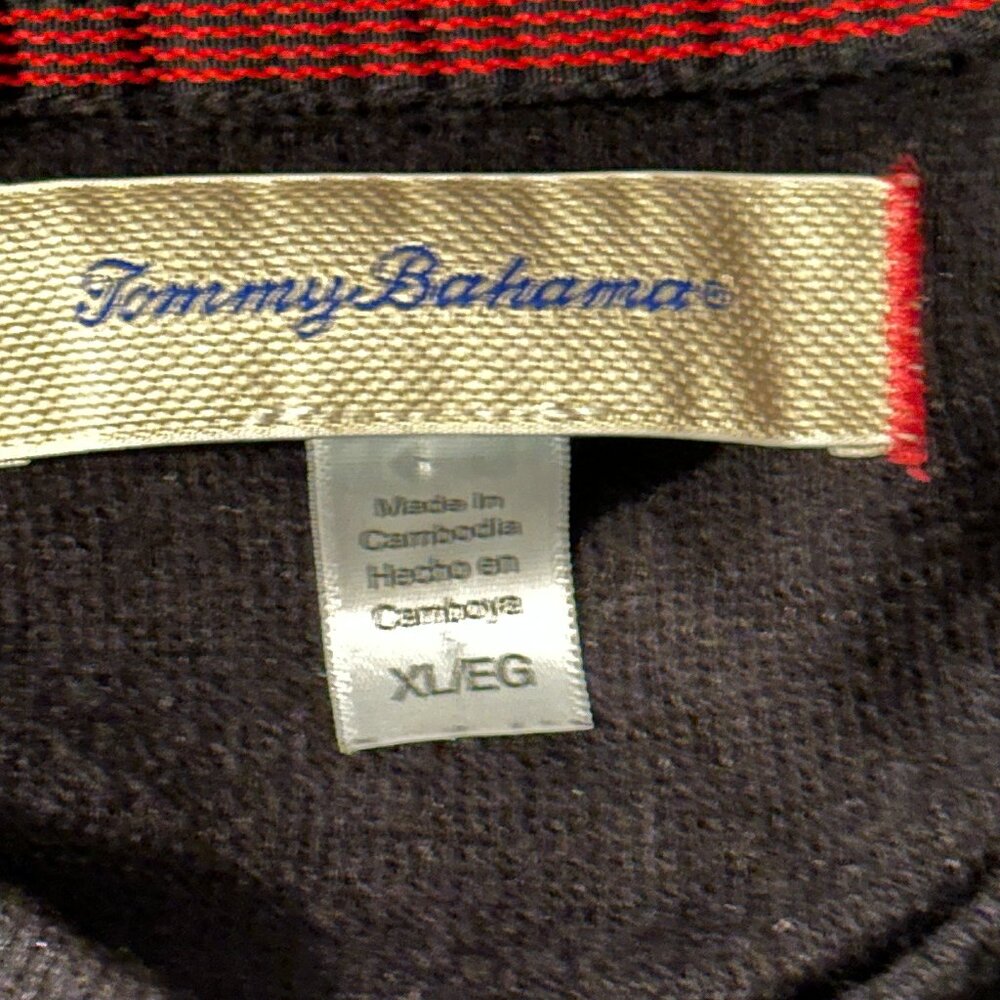 Tommy Bahama Sweater Mens XL Gray Black Crew Neck Long Sleeve Soft Knit Pullover - Picture 3 of 5